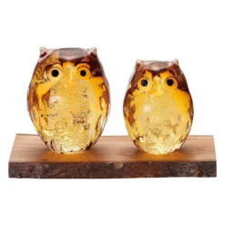 ADERIA Tsugaru Vidro Soda-Lime Glass Parent And Child Owls Ornament