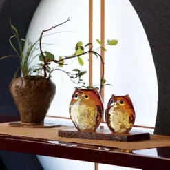 ADERIA Tsugaru Vidro Soda-Lime Glass Parent And Child Owls Ornament -Kitchenware Sales Shop ADERIATsugaruVidroSoda LimeGlassParentandChildOwlsOrnament 3