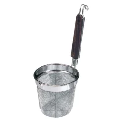 Fujiboshi Stainless Steel Heavy-Duty Udon Tebo Noodle Strainer Flat Base With Wooden Handle