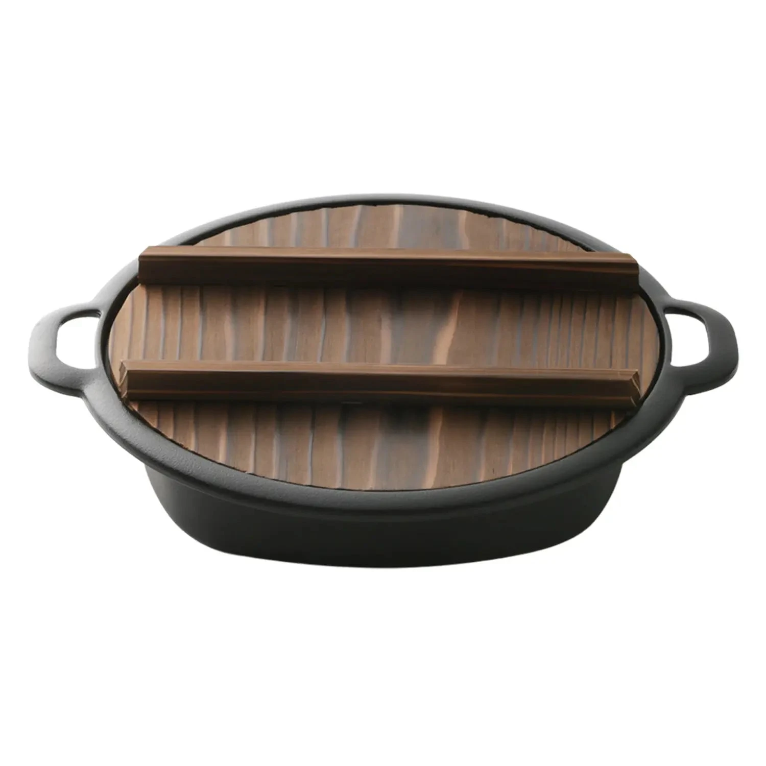 Iwachu Nambu Cast Iron Sukiyaki & Gyoza Pan With Wooden Lid 2 Iwachu Nambu Cast Iron Sukiyaki & Gyoza Pan With Wooden Lid - Image 2