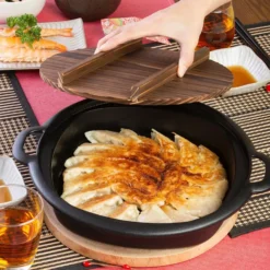 Iwachu Nambu Cast Iron Sukiyaki & Gyoza Pan With Wooden Lid 12 Iwachu Nambu Cast Iron Sukiyaki & Gyoza Pan With Wooden Lid -Kitchenware Sales Shop IwachuNambuCastIronSukiyaki GyozaPanwithWoodenLid 4