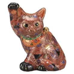 Kutani Ware Porcelain Maneki Neko Figurine 5.5-Go
