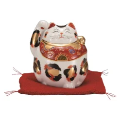 Kutani Ware Porcelain Maneki Neko Figurine Calico 4-Go