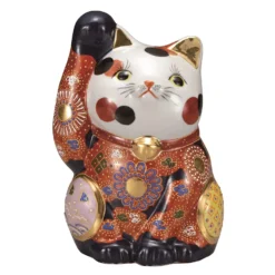 Kutani Ware Porcelain Maneki Neko Figurine Calico 7-Go