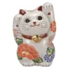 Kutani Ware Porcelain Maneki Neko Figurine Hanazukushi 4-Go