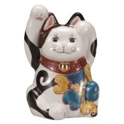 Kutani Ware Porcelain Maneki Neko Figurine Iroe 6-Go
