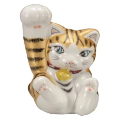 Kutani Ware Porcelain Maneki Neko Figurine Kinsai 4.5-Go