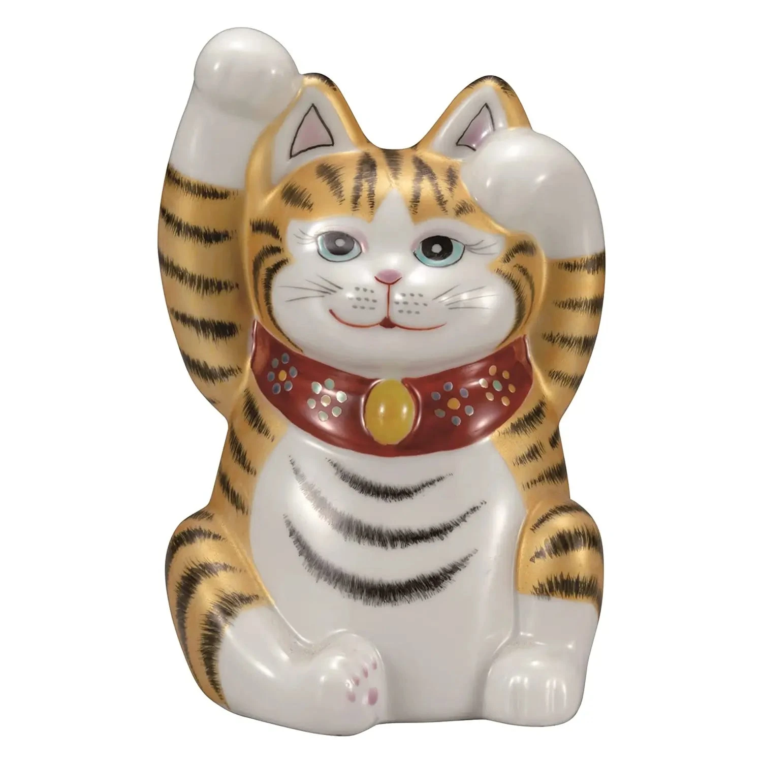 Kutani Ware Porcelain Maneki Neko Figurine Kinsai 6-Go 1 Kutani Ware Porcelain Maneki Neko Figurine Kinsai 6-Go