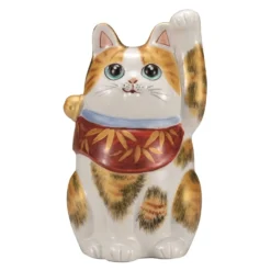Kutani Ware Porcelain Maneki Neko Figurine Kinsai Calico 4.8-Go