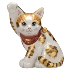 Kutani Ware Porcelain Maneki Neko Figurine Kinsai Calico 5.5-Go