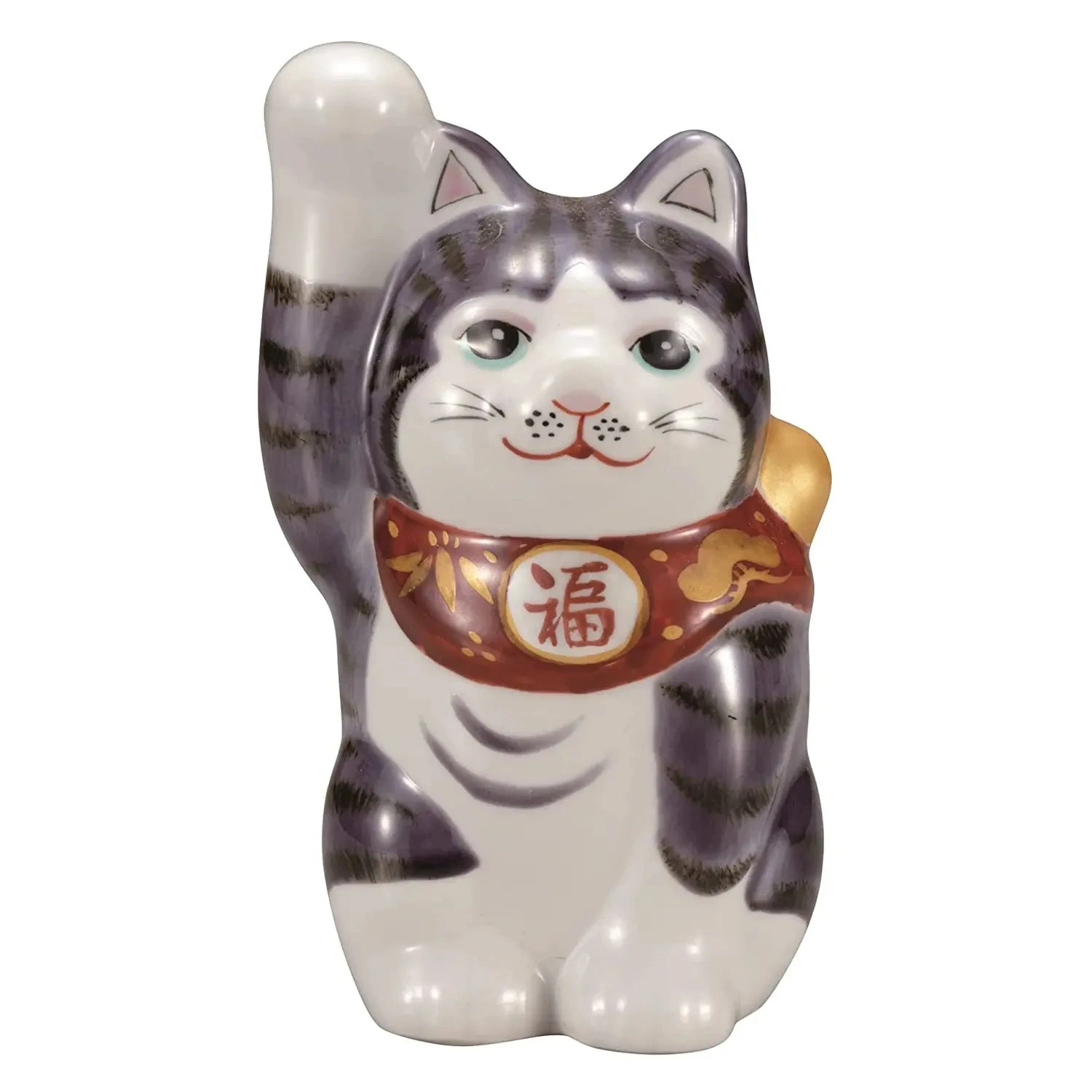 Kutani Ware Porcelain Maneki Neko Figurine Purple 4-Go 1 Kutani Ware Porcelain Maneki Neko Figurine Purple 4-Go