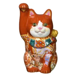 Kutani Ware Porcelain Maneki Neko Figurine Sea Bream 4-Go