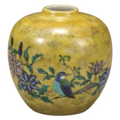 Kutani Ware Porcelain Single-flower Vase Flower And Bird