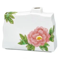 Kutani Ware Porcelain Single-flower Vase Peony