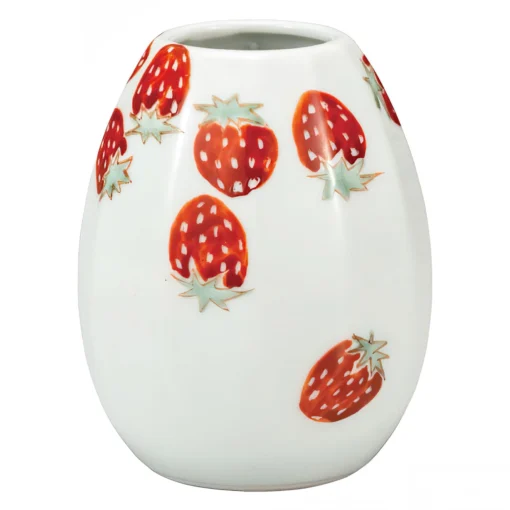 Kutani Ware Porcelain Single-flower Vase Strawberries -Kitchenware Sales Shop KutaniWarePorcelainSingle flowerVaseStrawberryK7 1204