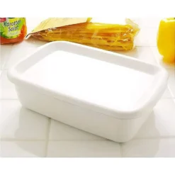 Noda Horo White Series Enamel Rectangle Deep Food Containers With Enamel Lid -Kitchenware Sales Shop NodaHoroWhiteSeriesEnamelRectangleDeepFoodContainerswithEnamelLid 5