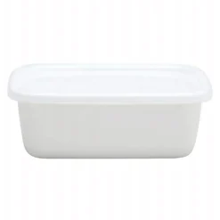 Noda Horo White Series Enamel Rectangle Deep Food Containers With Lid