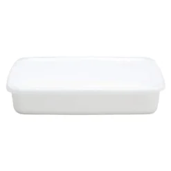 Noda Horo White Series Enamel Rectangle Shallow Food Containers With Lid -Kitchenware Sales Shop NodaHoroWhiteSeriesEnamelRectangleShallowFoodContainerswithLid 3