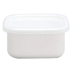 Noda Horo White Series Enamel Square Food Containers With Lid