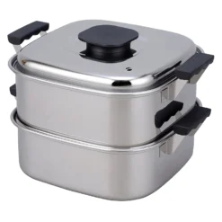 PEACH BRAND Stainless Steel Two-Tier Square Steamer