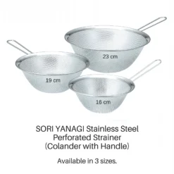 Sori Yanagi Stainless Steel Perforated Strainer With Handle -Kitchenware Sales Shop SoriYanagiStainlessSteelPerforatedStrainerwithHandle 3