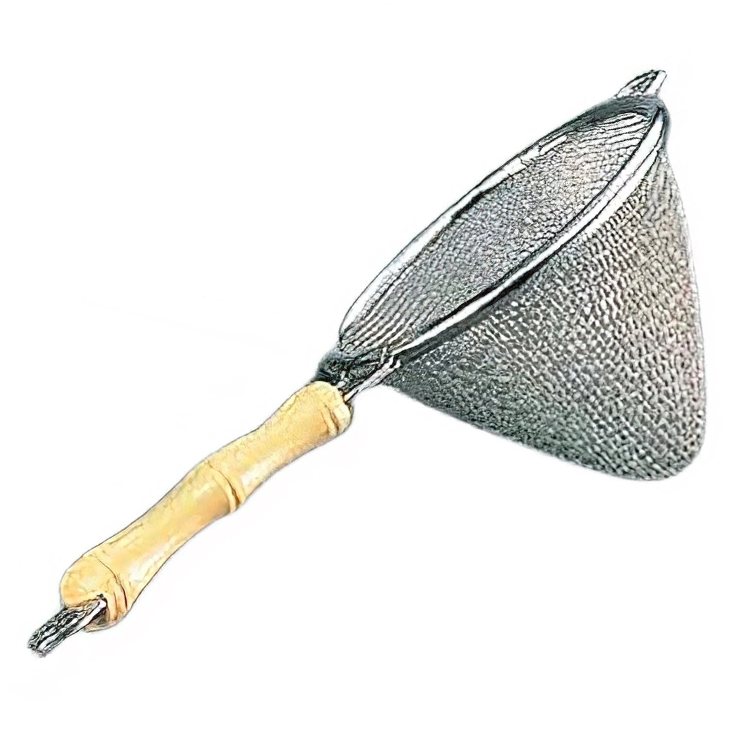 Wada Stainless Steel Triangle Tea Strainer Bamboo Handle 1 Wada Stainless Steel Triangle Tea Strainer Bamboo Handle
