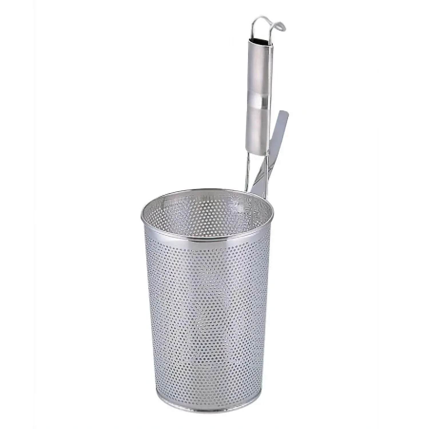 YUKIWA Stainless Steel Perforated Deep Tebo Noodle Strainer Flat Base With Metal Handle 1 YUKIWA Stainless Steel Perforated Deep Tebo Noodle Strainer Flat Base With Metal Handle