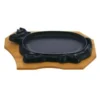 Ikenaga Cast Iron Cow Shaped Sizzle Platter With Wood Base